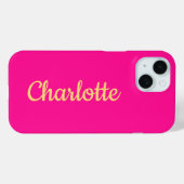 Personalisierter Name Hot Pink Orange Case-Mate iPhone Hülle (Rückseite (Horizontal))