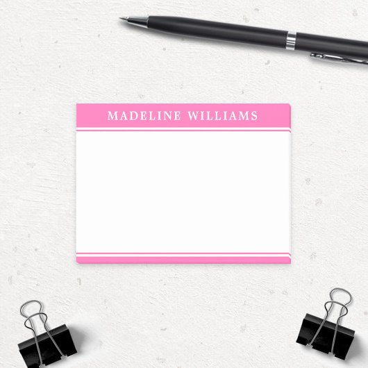 Personalisierter Name Hot Pink Post Hinweise Post-it Klebezettel