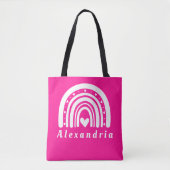 Personalisierter Name Hot Pink Rainbow Tasche (Vorderseite)