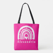 Personalisierter Name Hot Pink Rainbow Tasche (Rückseite)