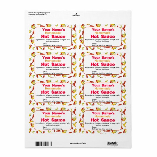 Personalisierter Name Hot Sauce Labels Chili Papri (Vorne)