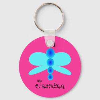 Personalisierter Name Hübsch Blue Butterfly Schlüsselanhänger