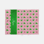Personalisierter Name hübsch pinkfarbene Weihnacht Fleecedecke (Vorderseite (Horizontal))