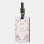 Personalisierter Name Hübsche Vintage-Blumen Flora Gepäckanhänger (Vorderseite vertikal)