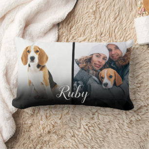 Personalisierter Name Hund 2 Foto Lendenkissen