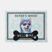 Personalisierter Name Husky Dog Welcome House Eing Fußmatte (Vorderseite)