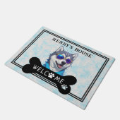 Personalisierter Name Husky Dog Welcome House Eing Fußmatte (Schrägansicht)