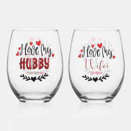 Personalisierter Name I Liebe Mein Hubby Wifei Weinglas Ohne Stiel