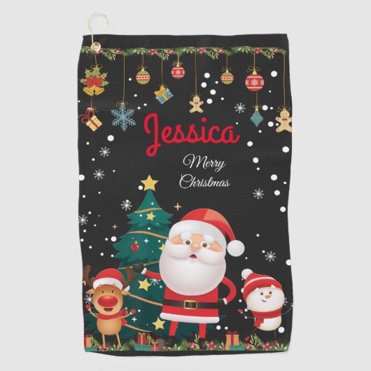 Personalisierter Name Ihres Kindes, Weihnachten Golfhandtuch (Vorderseite)
