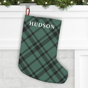 Personalisierter Name im Tannen-Grün-Tartan-Karo Kleiner Weihnachtsstrumpf