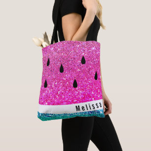personalisierter Name Imitate Glitzer Wassermelone Tasche