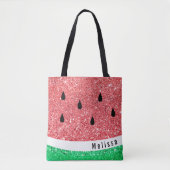 personalisierter Name Imitate Glitzer Wassermelone Tasche (Vorderseite)