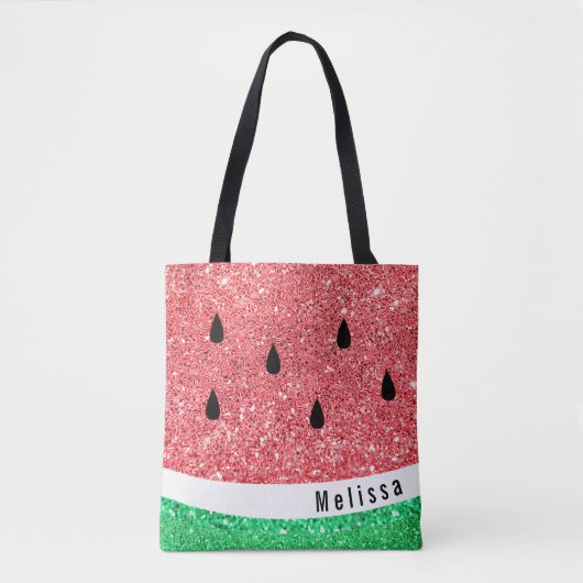 personalisierter Name Imitate Glitzer Wassermelone Tasche (Vorderseite)
