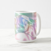 Personalisierter Name in lila Schrift, schillernde Kaffeetasse (VorderseiteRechts)