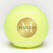 Personalisierter Name in Schwarz und Gold Tennisbälle (Vorderseite)