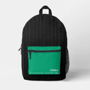 Personalisierter Name in Schwarz und Grün Bedruckter Rucksack