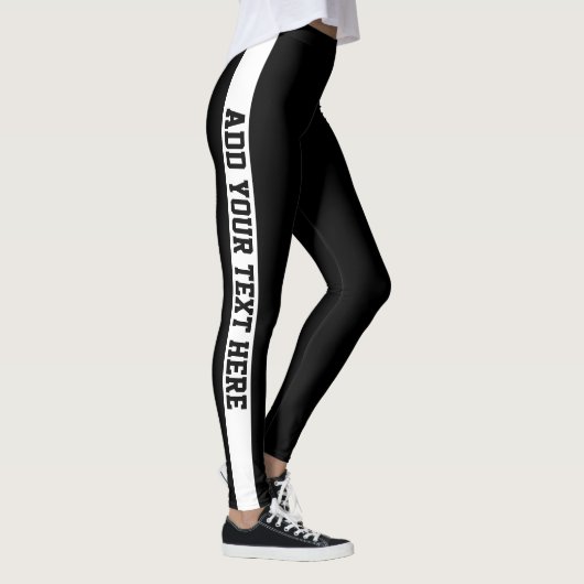 Personalisierter Name in Schwarz und Weiß Leggings (Rechts)