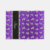 Personalisierter Name Indigo lila Glitzer Pandas Fleecedecke (Vorderseite (Horizontal))