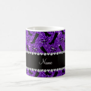 Personalisierter Name Indigo lila Glitzer Stiefel Kaffeetasse