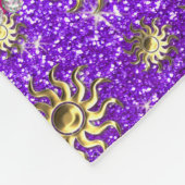 Personalisierter Name Indigo lila Goldsonnen Fleecedecke (Ecke)