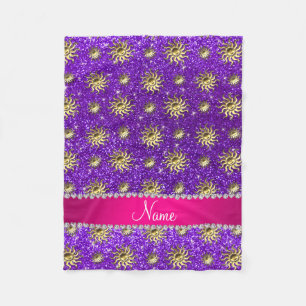 Personalisierter Name Indigo lila Goldsonnen Fleecedecke
