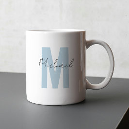 Personalisierter Name Initial Blue Monogram Cool Kaffeetasse