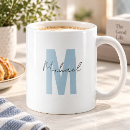 Personalisierter Name Initial Blue Monogram Cool Kaffeetasse