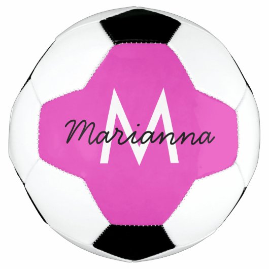 Personalisierter Name Initial Girly Bright Pink Fußball (Vorderseite)