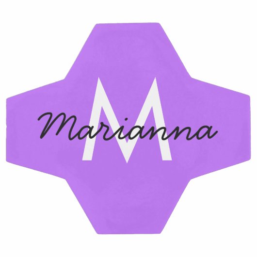 Personalisierter Name Initial Girly Neon Lila Fußball (Flach)