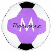 Personalisierter Name Initial Girly Neon Lila Fußball (Vorderseite)