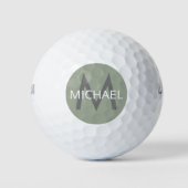 Personalisierter Name Initial Monogram Weichgrün Golfball (Vorderseite)