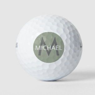 Personalisierter Name Initial Monogram Weichgrün Golfball