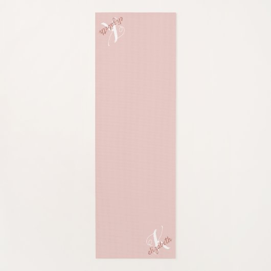 Personalisierter Name Initial Pink Monogramm Yogamatte (Vorderseite)