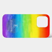 Personalisierter Name Initial Rainbow Watercolor Case-Mate iPhone Hülle (Rückseite (Horizontal))
