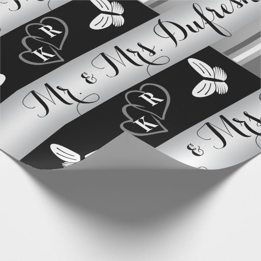 Personalisierter Name & Initialen Hochzeit/Jahrest Geschenkpapier (Ecke)