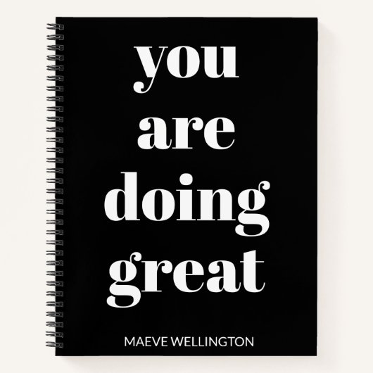 Personalisierter Name Inspiration Schwarz-weiß Notizblock (Vorderseite)