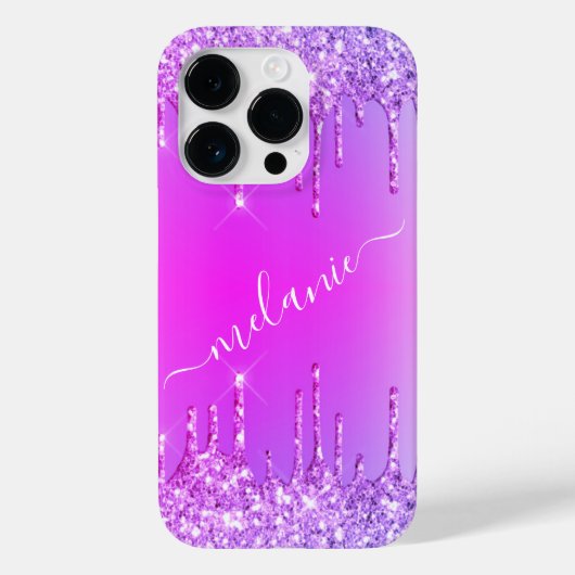 Personalisierter Name iPhone Fall Lila rosa Neon Case-Mate iPhone Hülle (Rückseite)