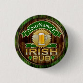 Personalisierter Name Irish Pub Sign St. Patrick's Button (Vorderseite)
