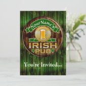 Personalisierter Name Irish Pub Sign St. Patrick's Einladung (Stehend Vorderseite)