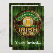 Personalisierter Name Irish Pub Sign St. Patrick's Einladung (Vorne/Hinten)