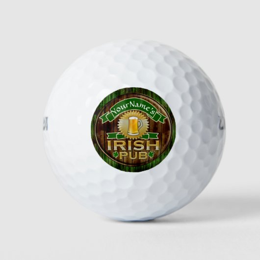 Personalisierter Name Irish Pub Sign St. Patrick's Golfball (Vorderseite)