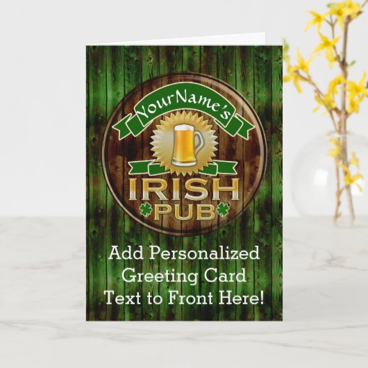 Personalisierter Name Irish Pub Sign St. Patrick's Karte (Gelbe Blume)