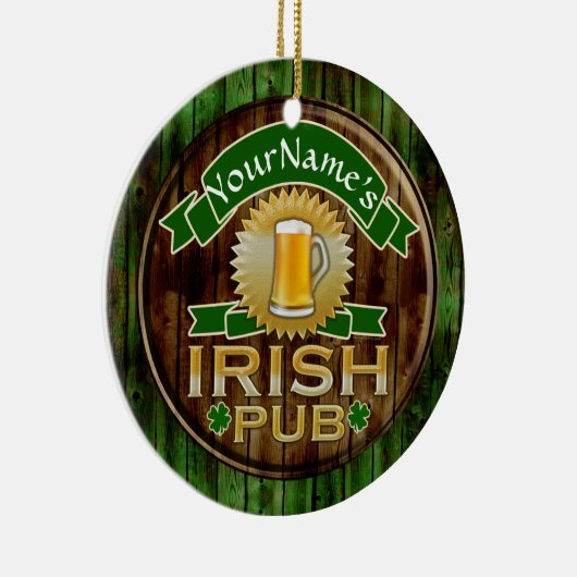 Personalisierter Name Irish Pub Sign St. Patrick's Keramik Ornament (Rechts)