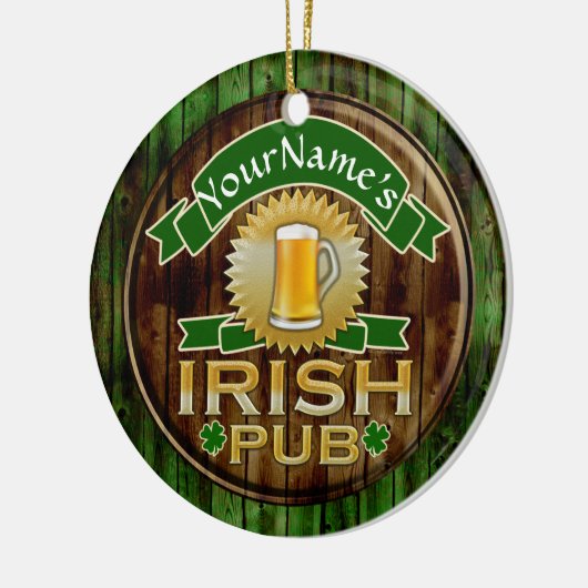 Personalisierter Name Irish Pub Sign St. Patrick's Keramik Ornament (Links)