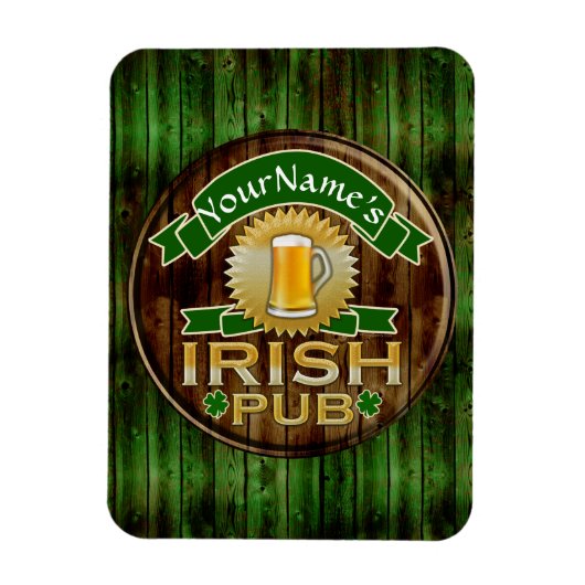 Personalisierter Name Irish Pub Sign St. Patrick's Magnet (Vertikal)