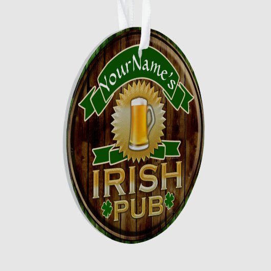 Personalisierter Name Irish Pub Sign St. Patrick's Ornament (Vorderseite)