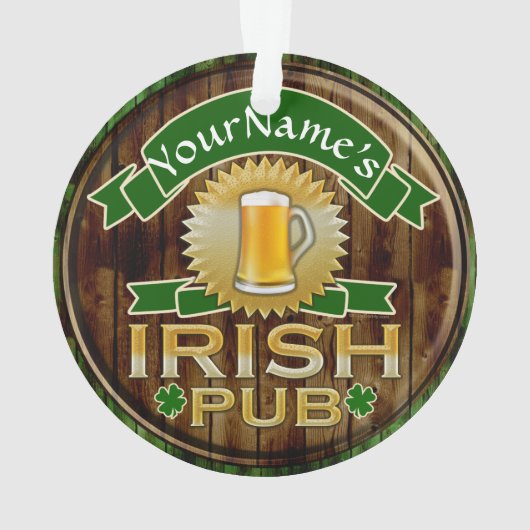 Personalisierter Name Irish Pub Sign St. Patrick's Ornament (Rückseite)