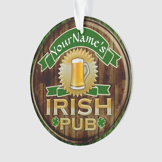 Personalisierter Name Irish Pub Sign St. Patrick's Ornament (Vorderseite)