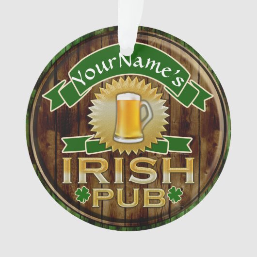 Personalisierter Name Irish Pub Sign St. Patrick's Ornament (Vorderseite)