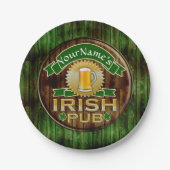 Personalisierter Name Irish Pub Sign St. Patrick's Pappteller (Vorderseite)